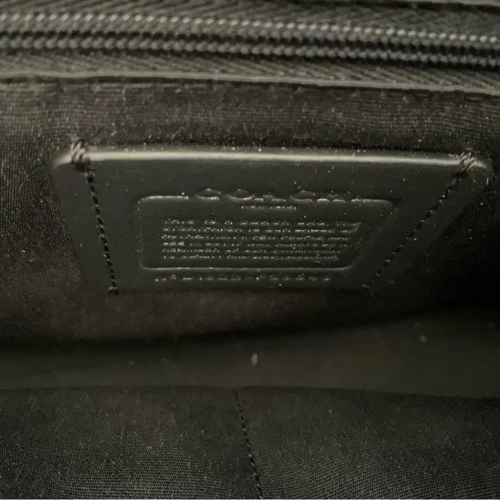 Coach Black Leather Tote with Gold Logo Accent - Picture 3 of 4